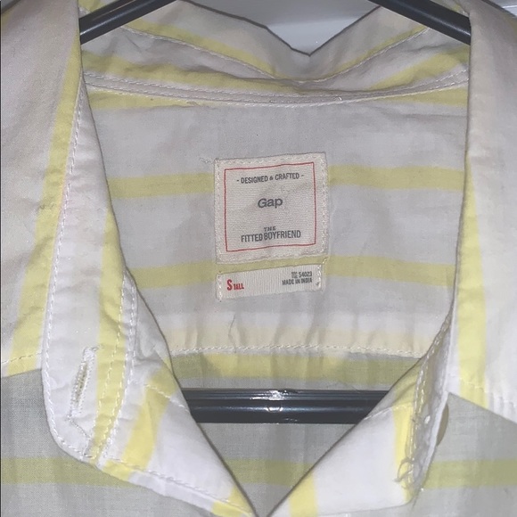 Gap Small/Tall button down, yellow/white stripe - Picture 2 of 3